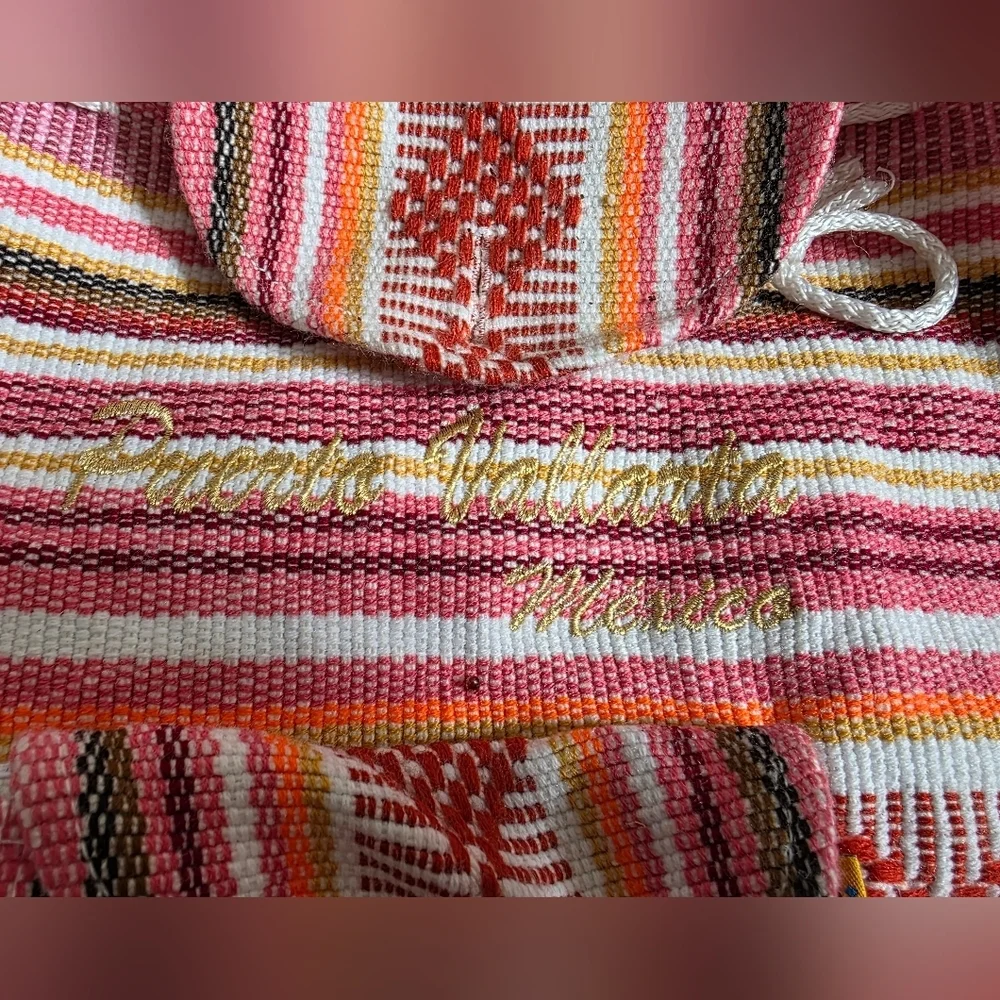 Festivalcore Blanket Mexico Backpack Resort Boho Striped Beach Red Pink